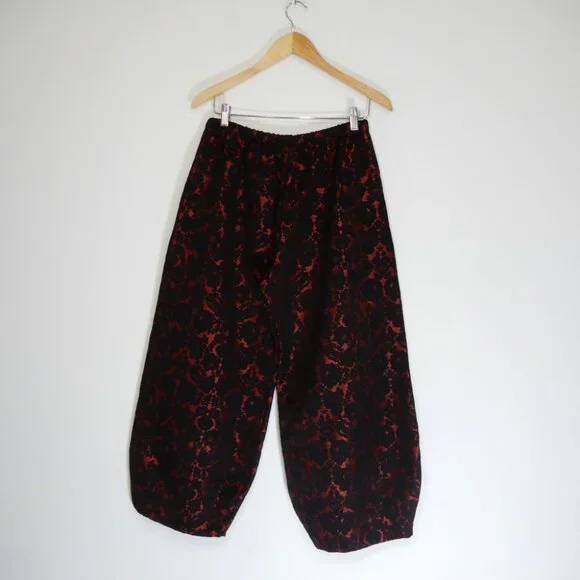 BRYN WALKER Medina PANTS Rosa Nera Brocade Lantern Tapered Wide Leg NEW $190 - Picture 7 of 12